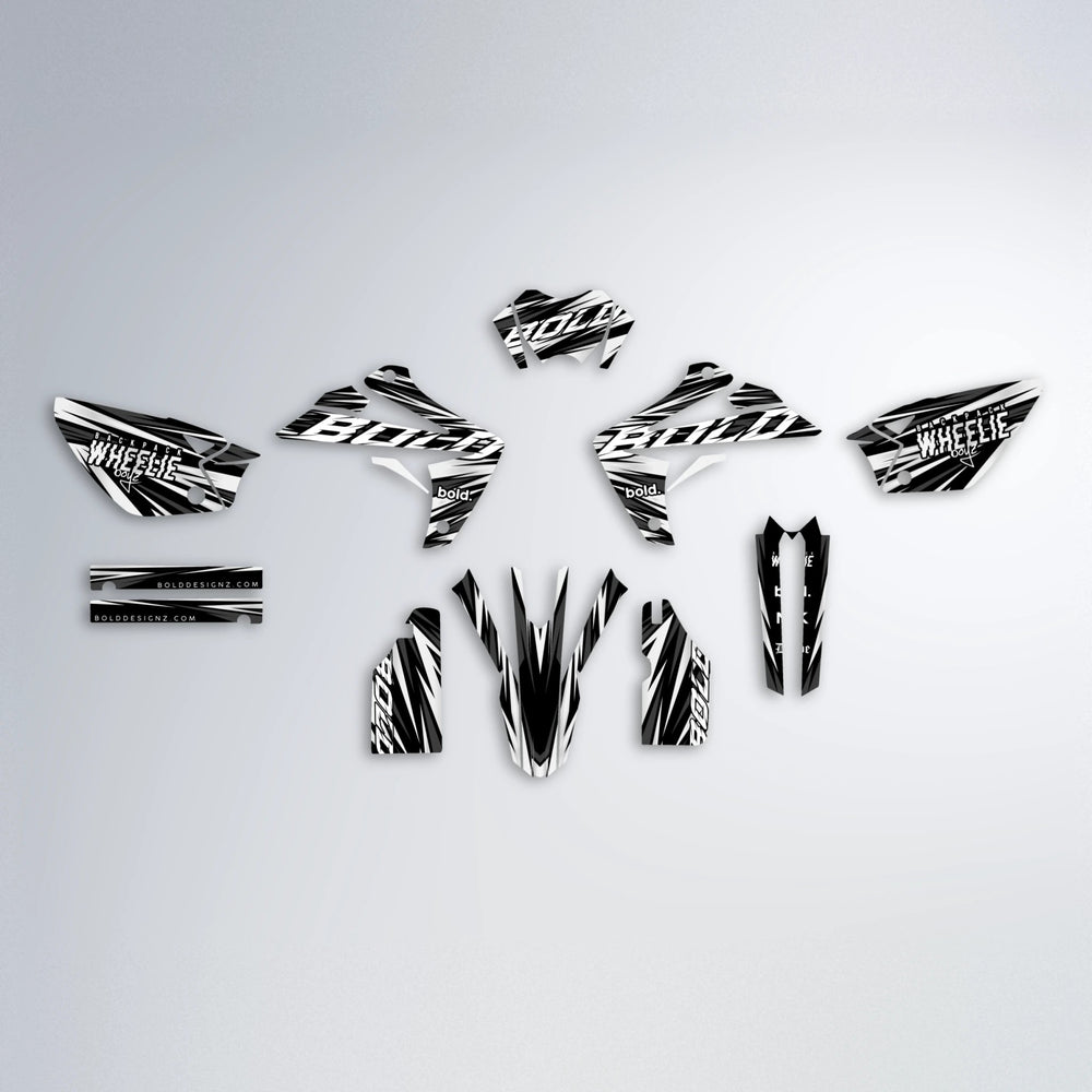 RAGE Rieju MRT graphics kit parts layout in White