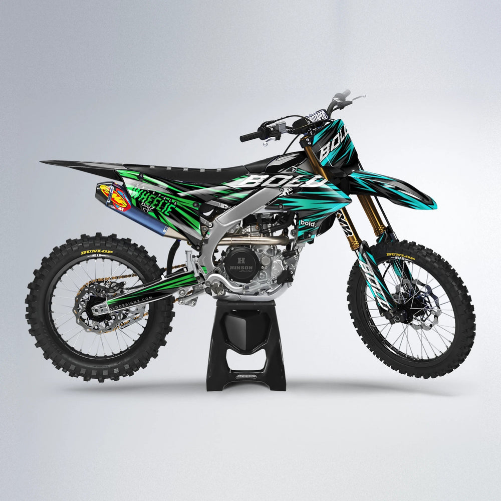 RAGE Yamaha YZF MX motocross graphics kit in Cyan & Green