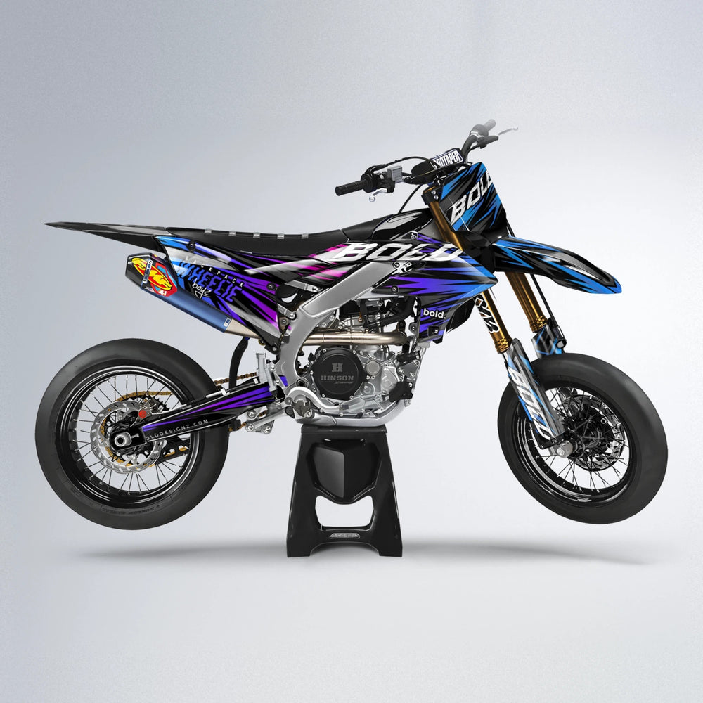 RAGE Yamaha YZF SM supermoto graphics kit in Blue Purple Fade