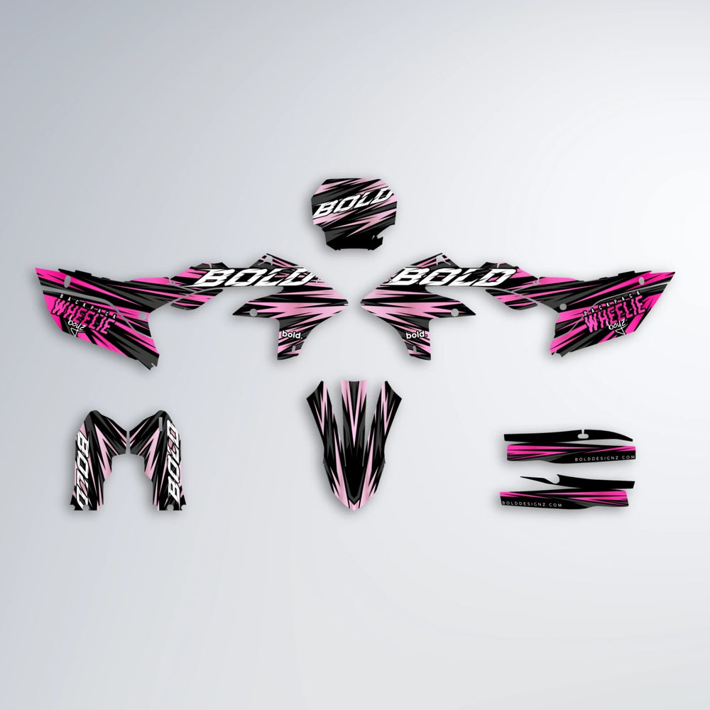 RAGE Yamaha YZF SM graphics kit parts layout in Flamingo