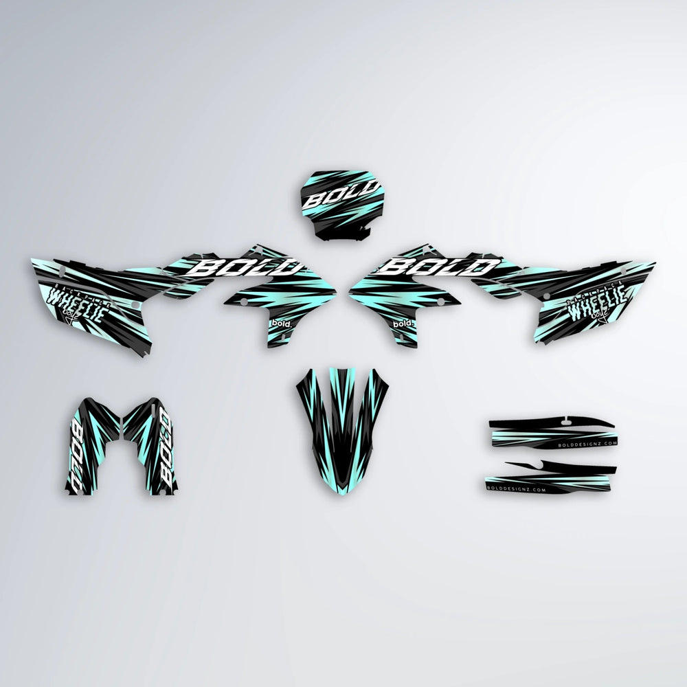 RAGE Yamaha YZF SM graphics kit parts layout in Mint