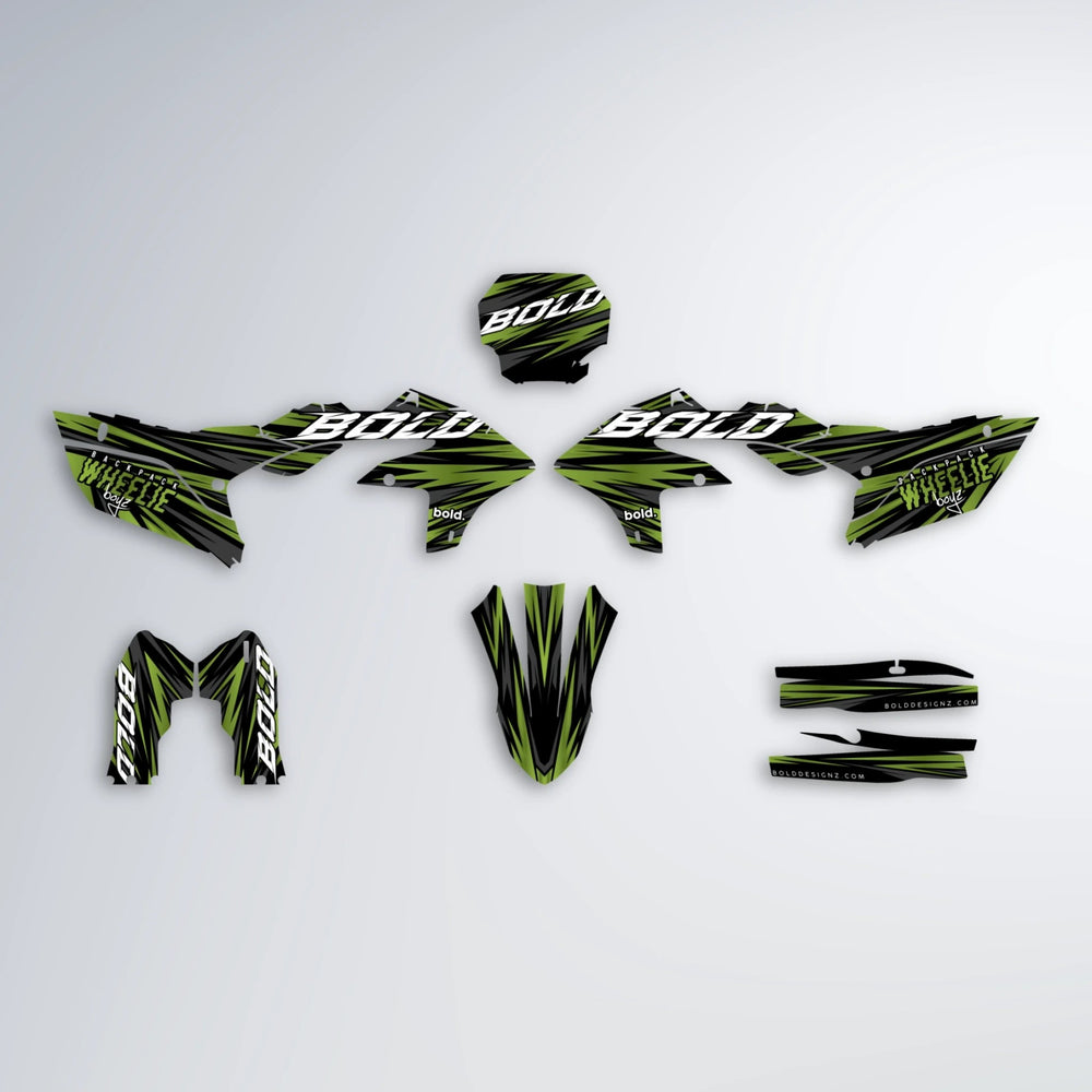 RAGE Yamaha YZF SM graphics kit parts layout in Olive
