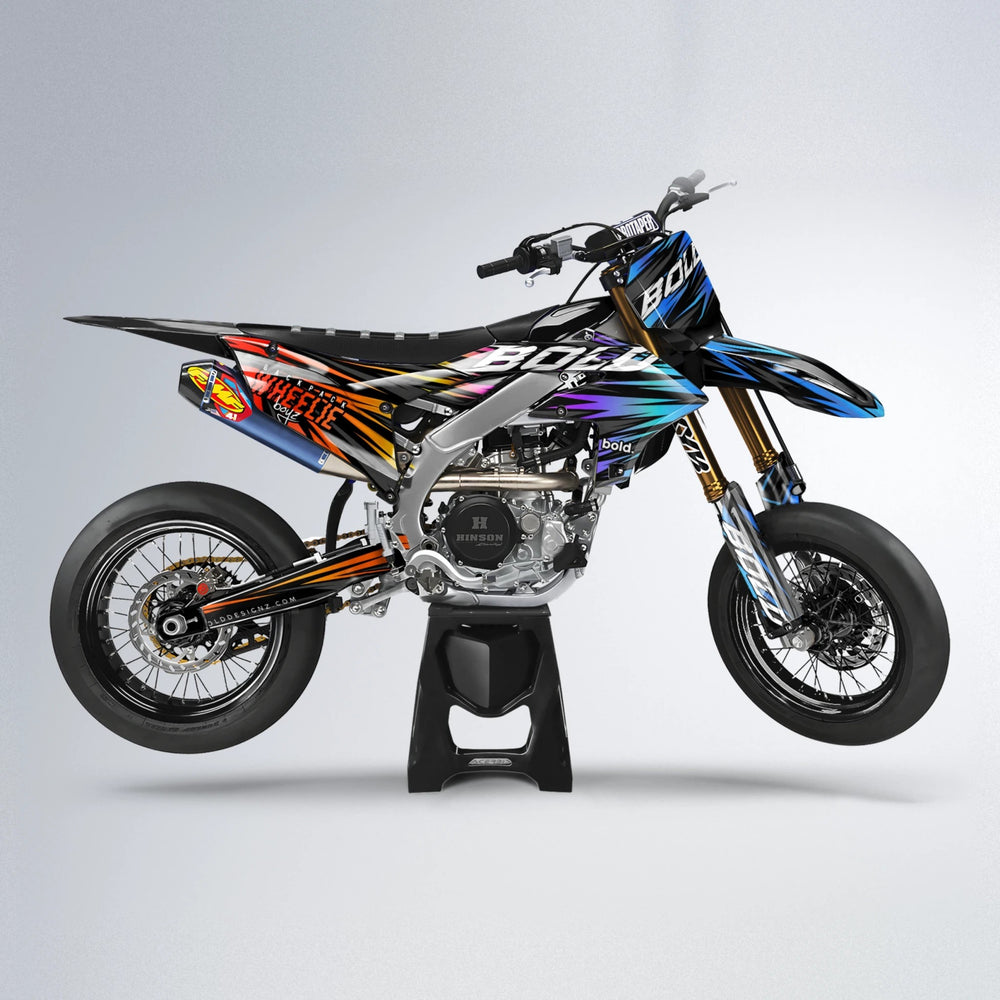 RAGE Yamaha YZF SM supermoto graphics kit in Sunset Fade