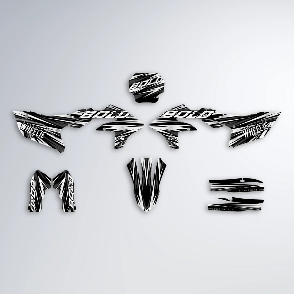 RAGE Yamaha YZF SM graphics kit parts layout in White