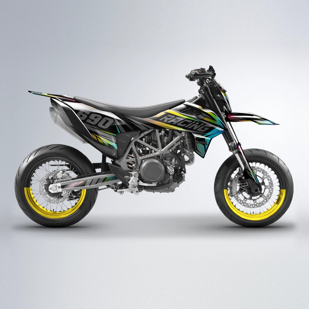 RAINBOW KTM SMC 690 supermoto graphics kit in Black & Red