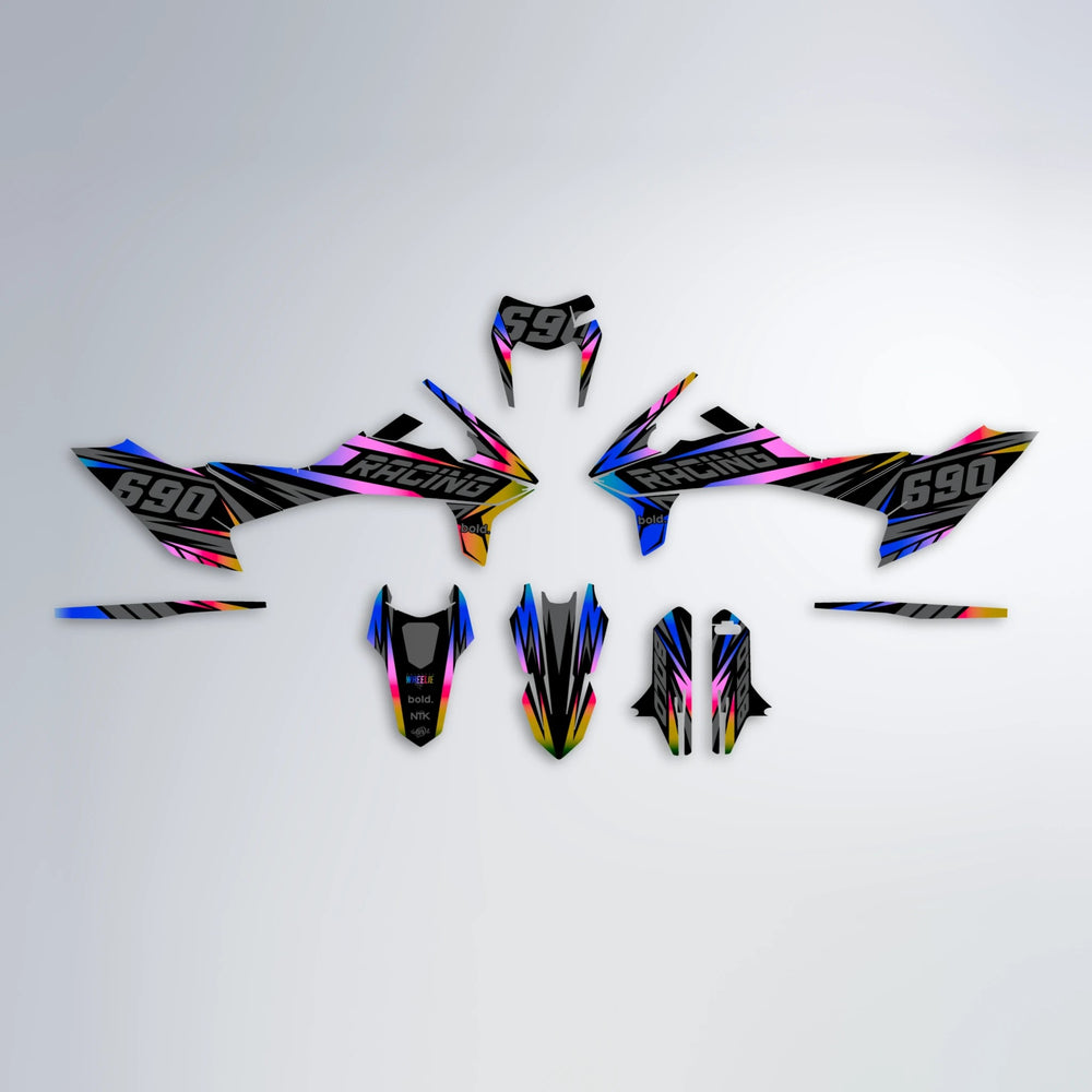 RAINBOW KTM SMC 690 graphics kit parts layout in Blue