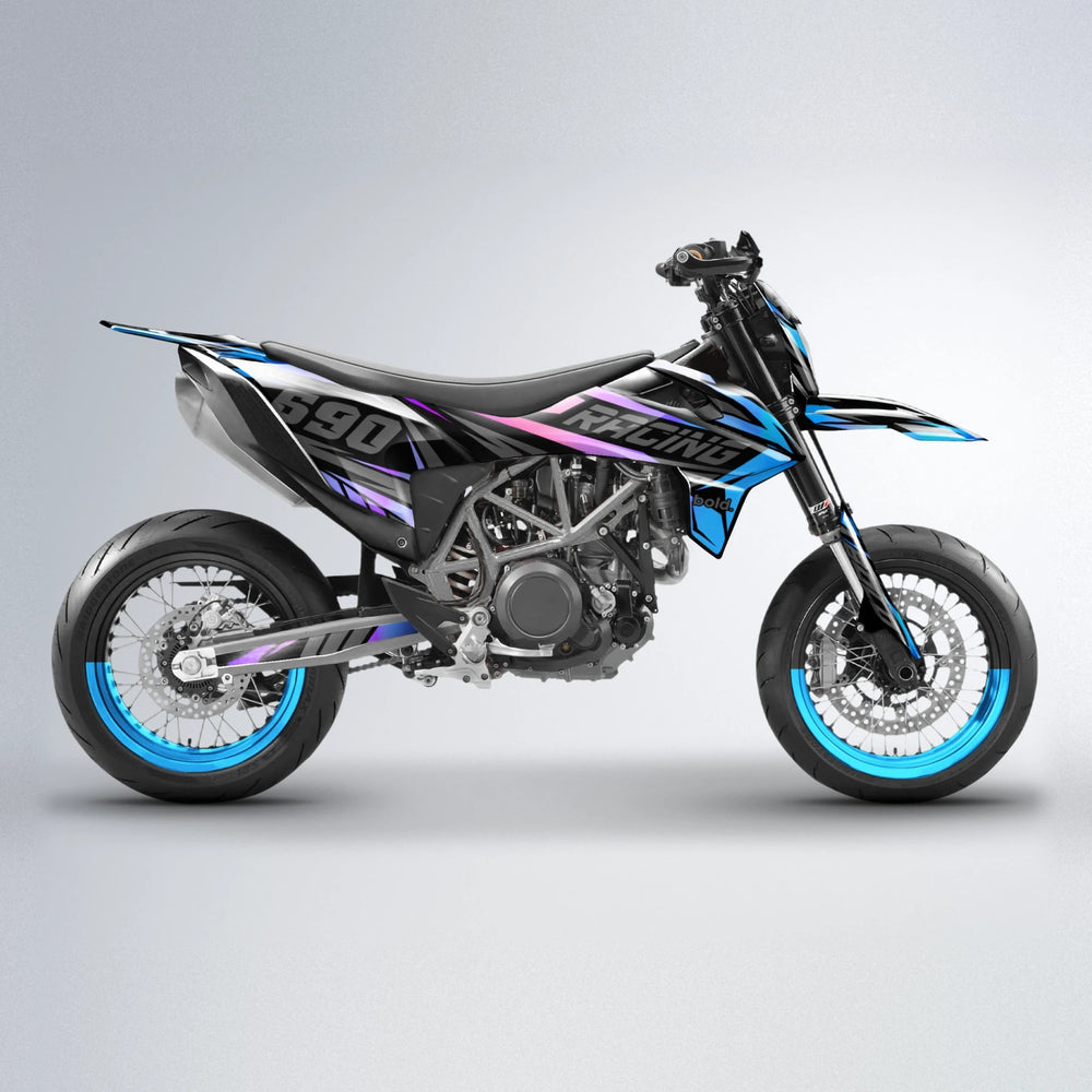 RAINBOW KTM SMC 690 supermoto graphics kit in Blue Purple Fade