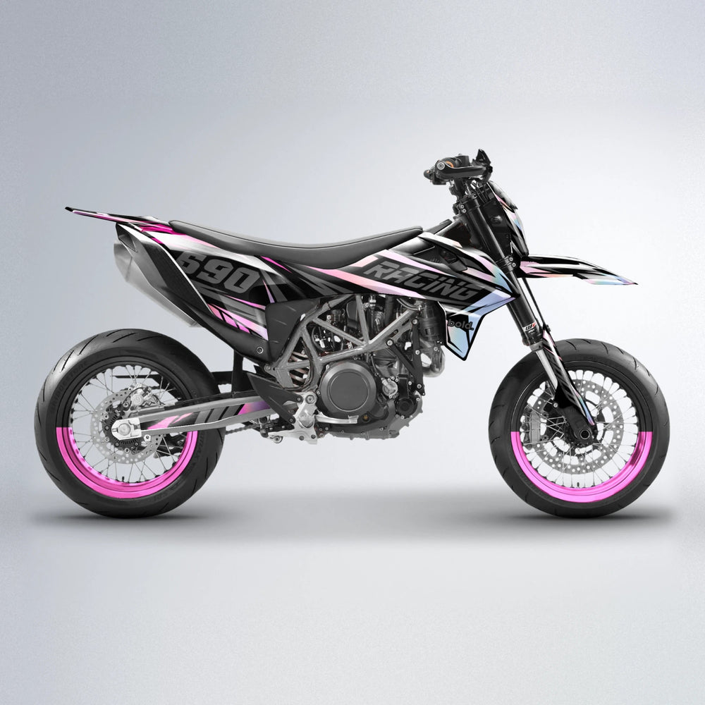 RAINBOW KTM SMC 690 supermoto graphics kit in Flamingo