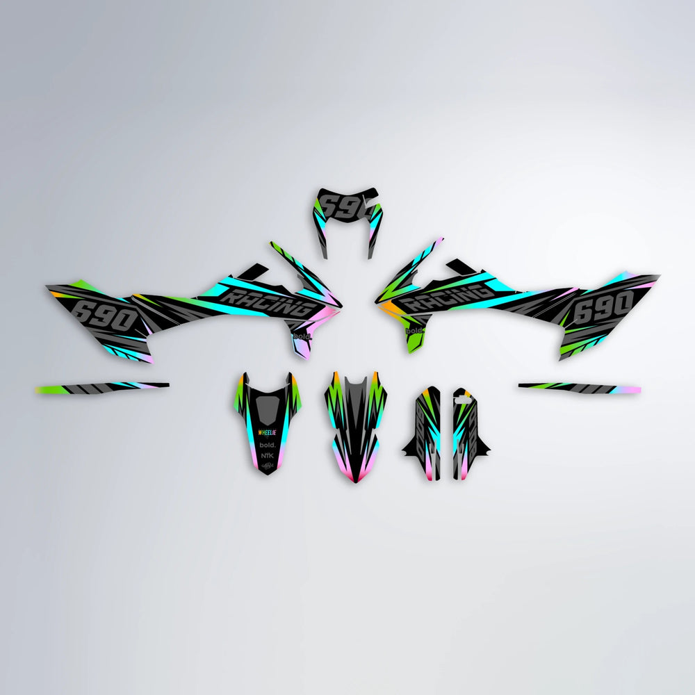 RAINBOW KTM SMC 690 graphics kit parts layout in Green