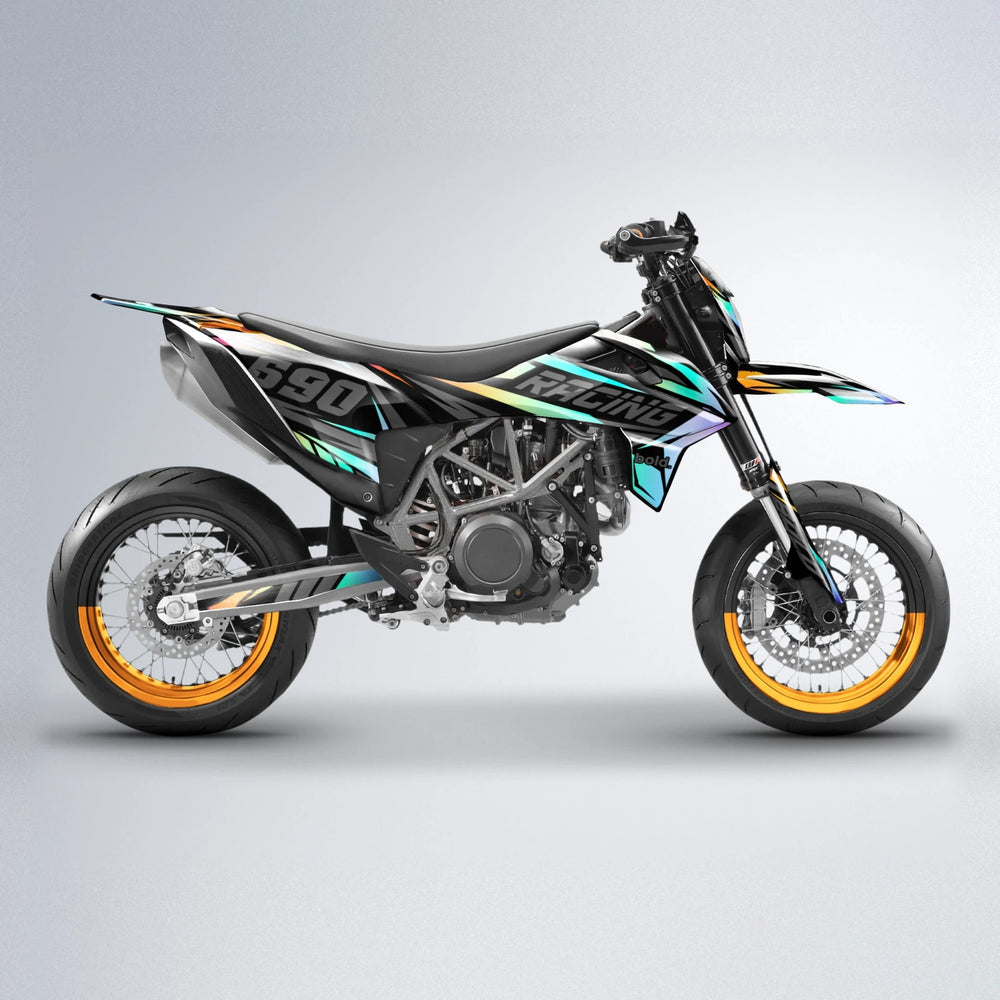 RAINBOW KTM SMC 690 supermoto graphics kit in Orange & Yellow
