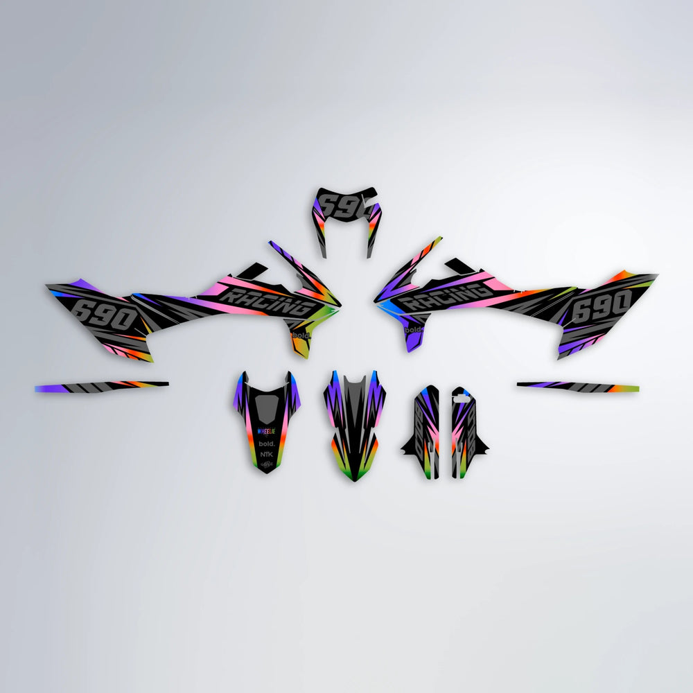 RAINBOW KTM SMC 690 graphics kit parts layout in Purple