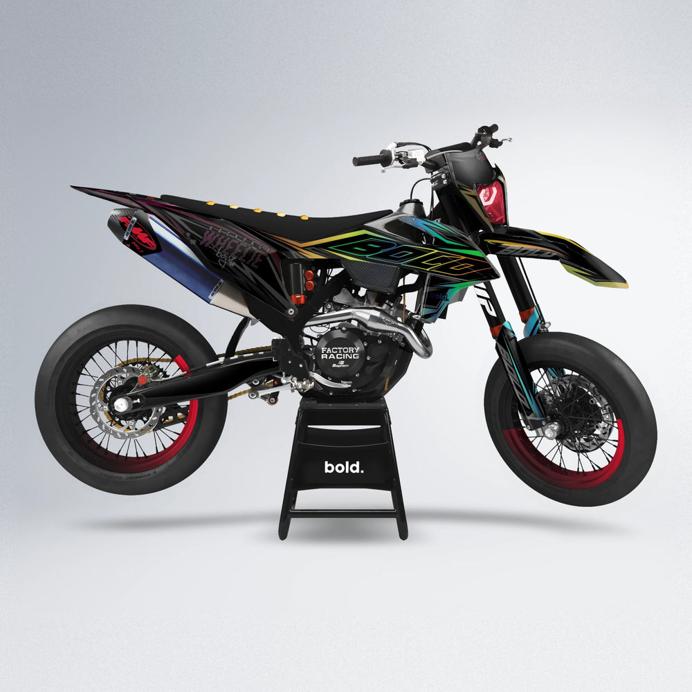 RAINBOW supermoto graphics kit in Black & Red