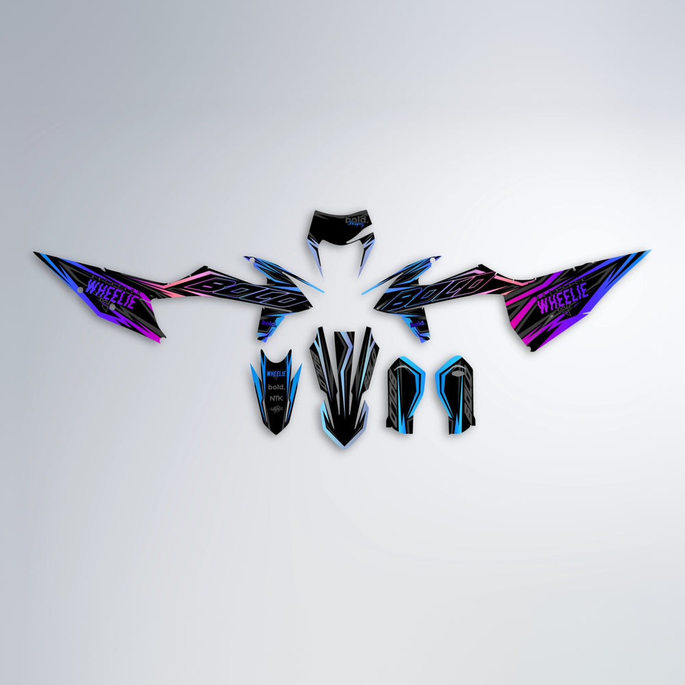 RAINBOW graphics kit parts layout in Blue Purple Fade