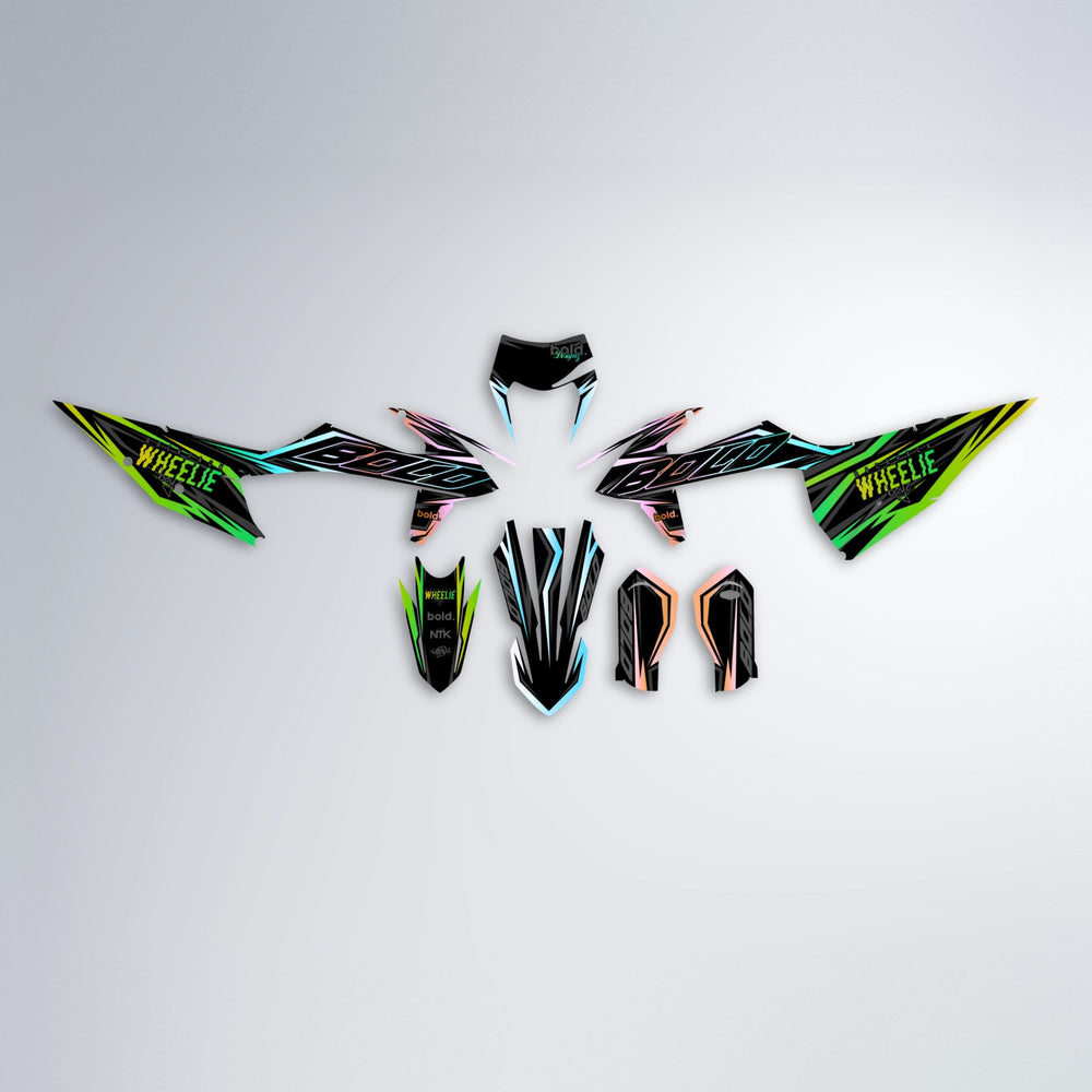 RAINBOW graphics kit parts layout in Cyan & Green