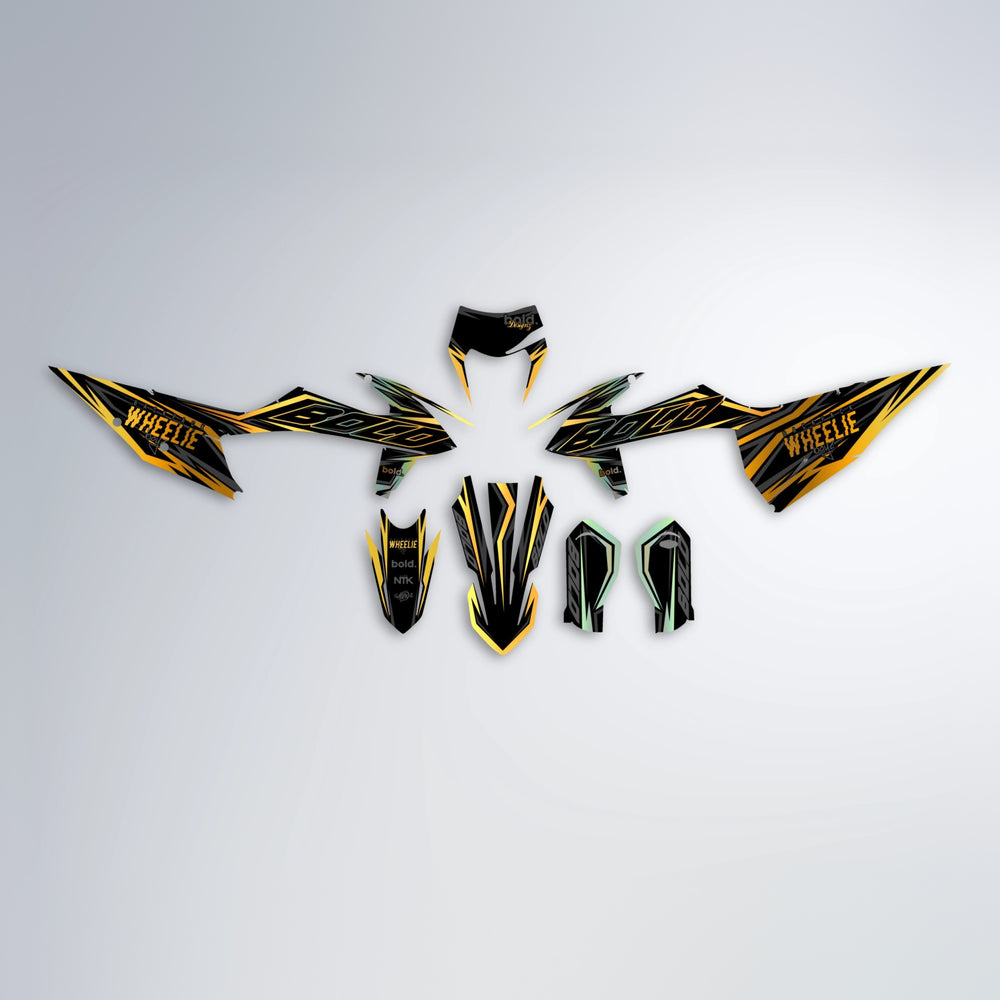 RAINBOW graphics kit parts layout in Gold Chrome