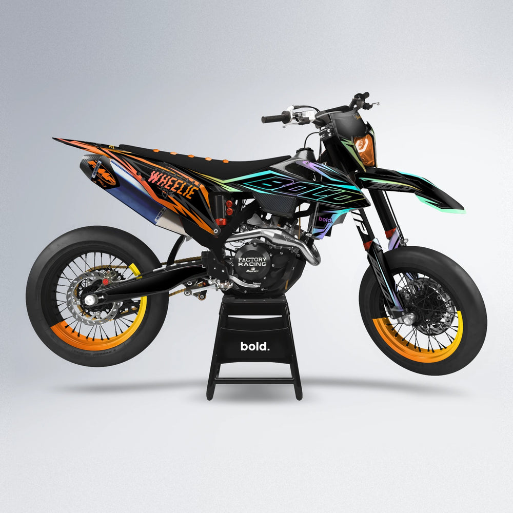 RAINBOW supermoto graphics kit in Orange & Yellow