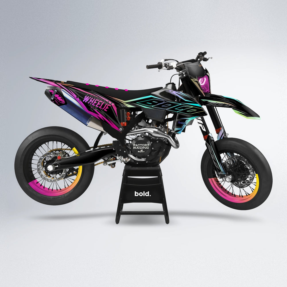 RAINBOW supermoto graphics kit in Pink & Yellow