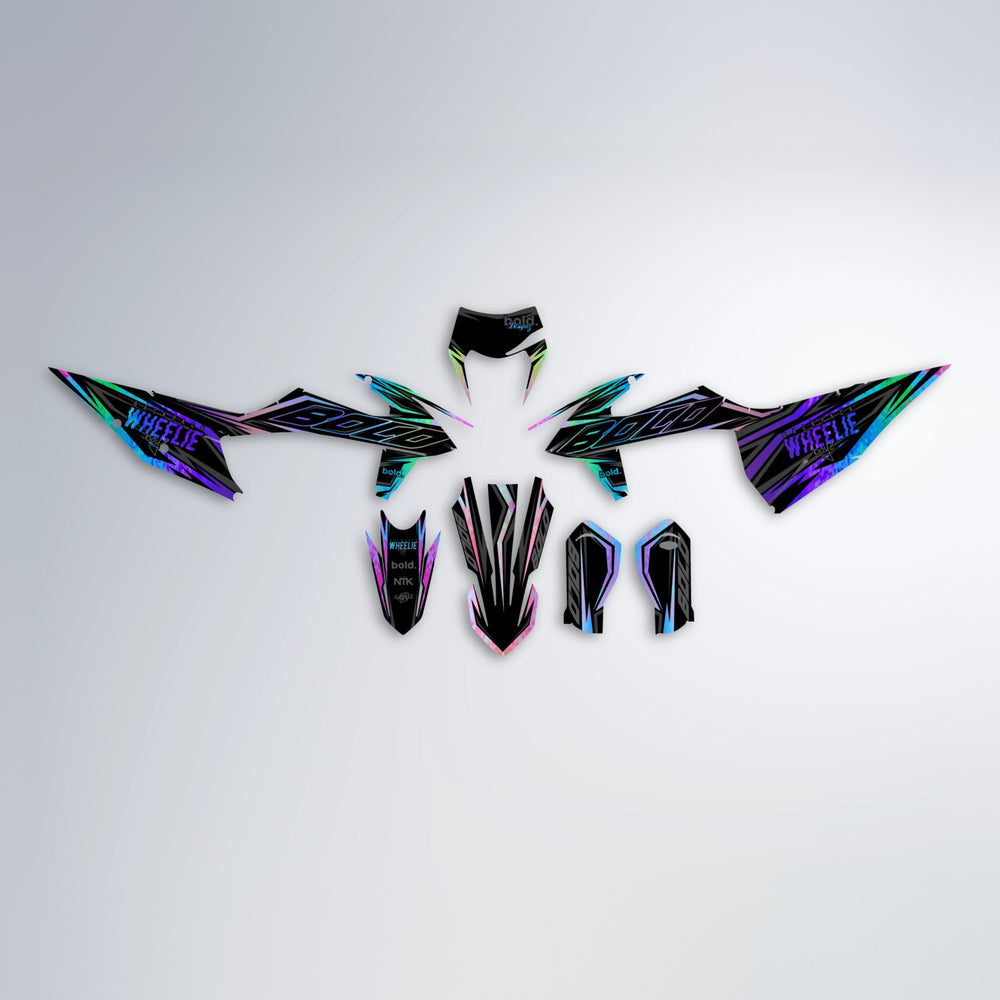 RAINBOW graphics kit parts layout in Purple Holo