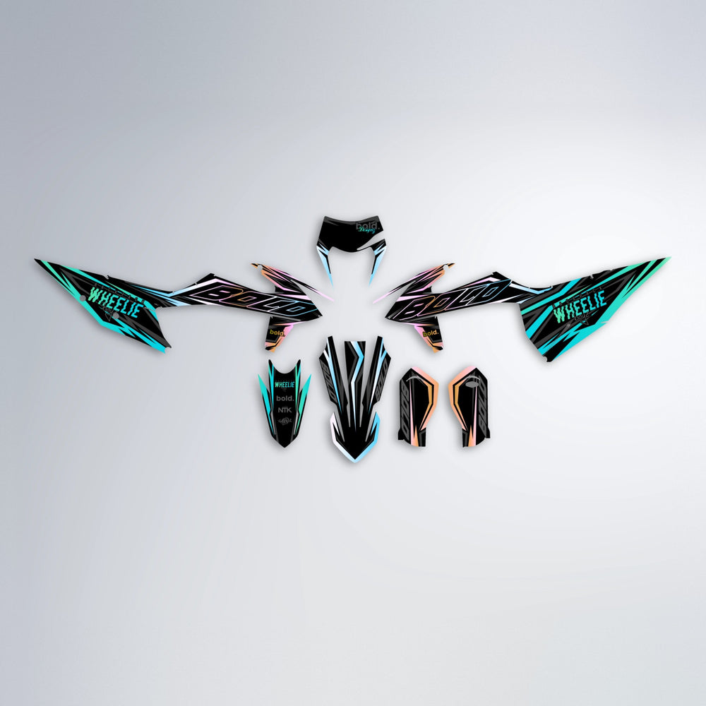 RAINBOW graphics kit parts layout in Teal