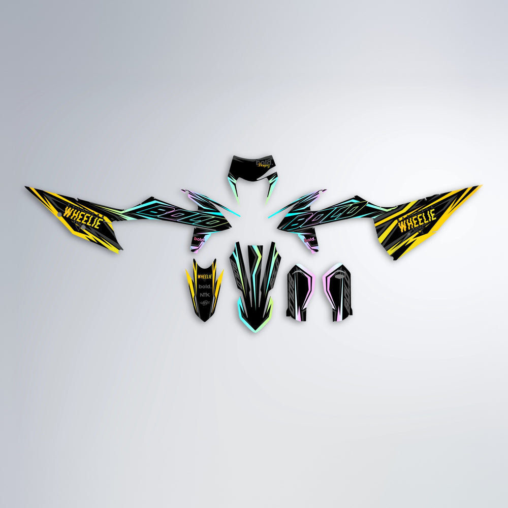 RAINBOW graphics kit parts layout in Yellow