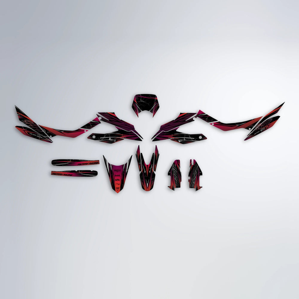 REDRUM Aprilia SX 125 graphics kit parts layout in Black & Red