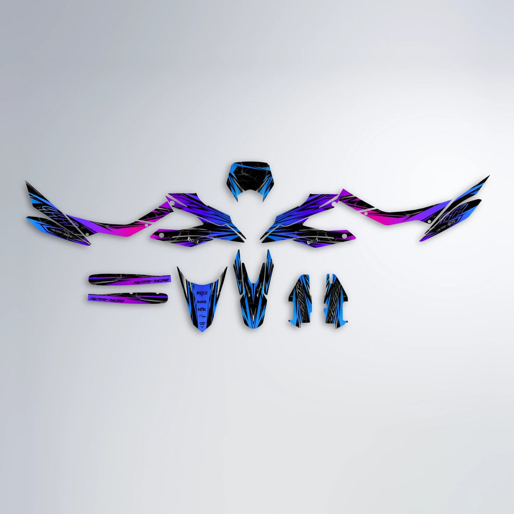 REDRUM Aprilia SX 125 graphics kit parts layout in Blue Purple Fade