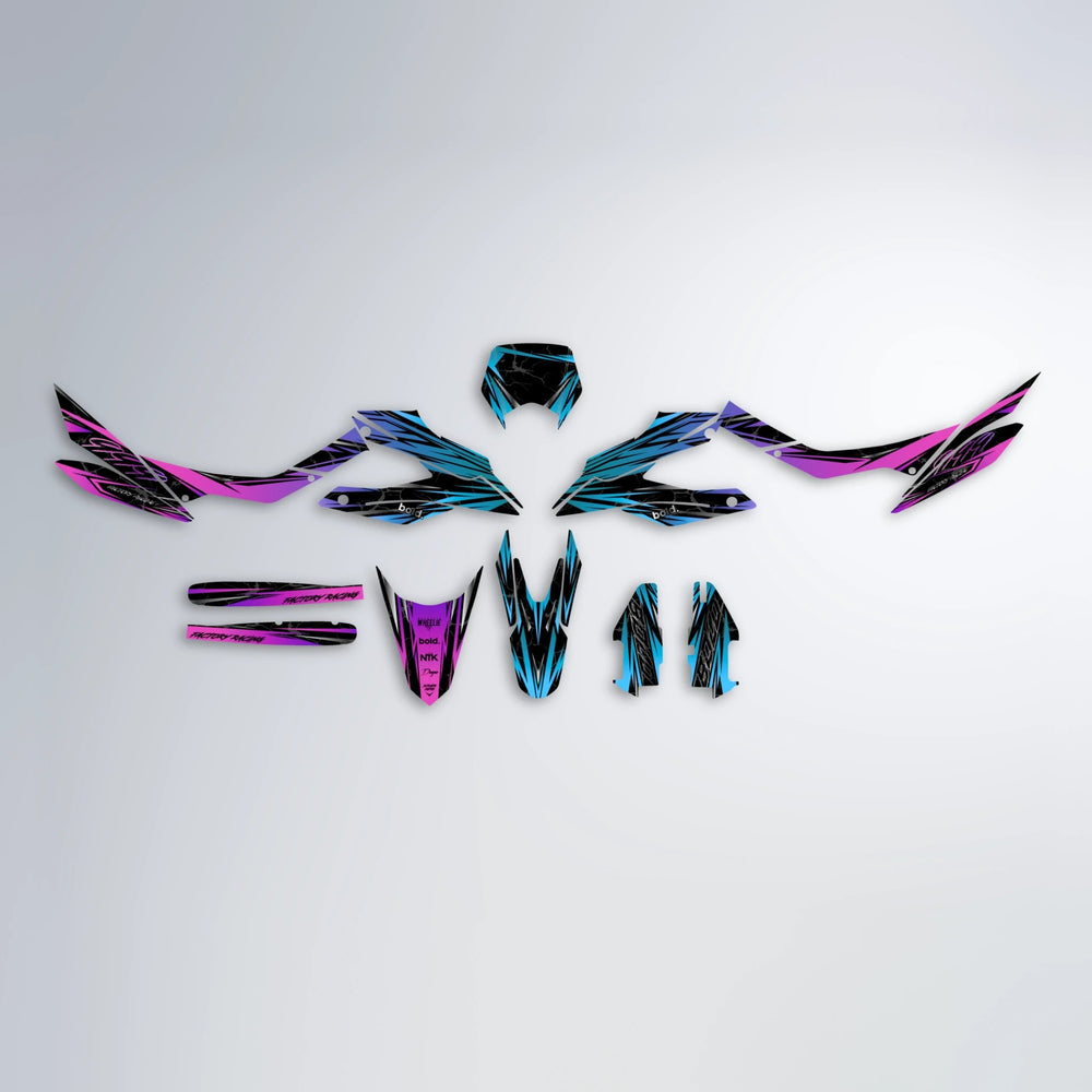 REDRUM Aprilia SX 125 graphics kit parts layout in Pink & Light Blue