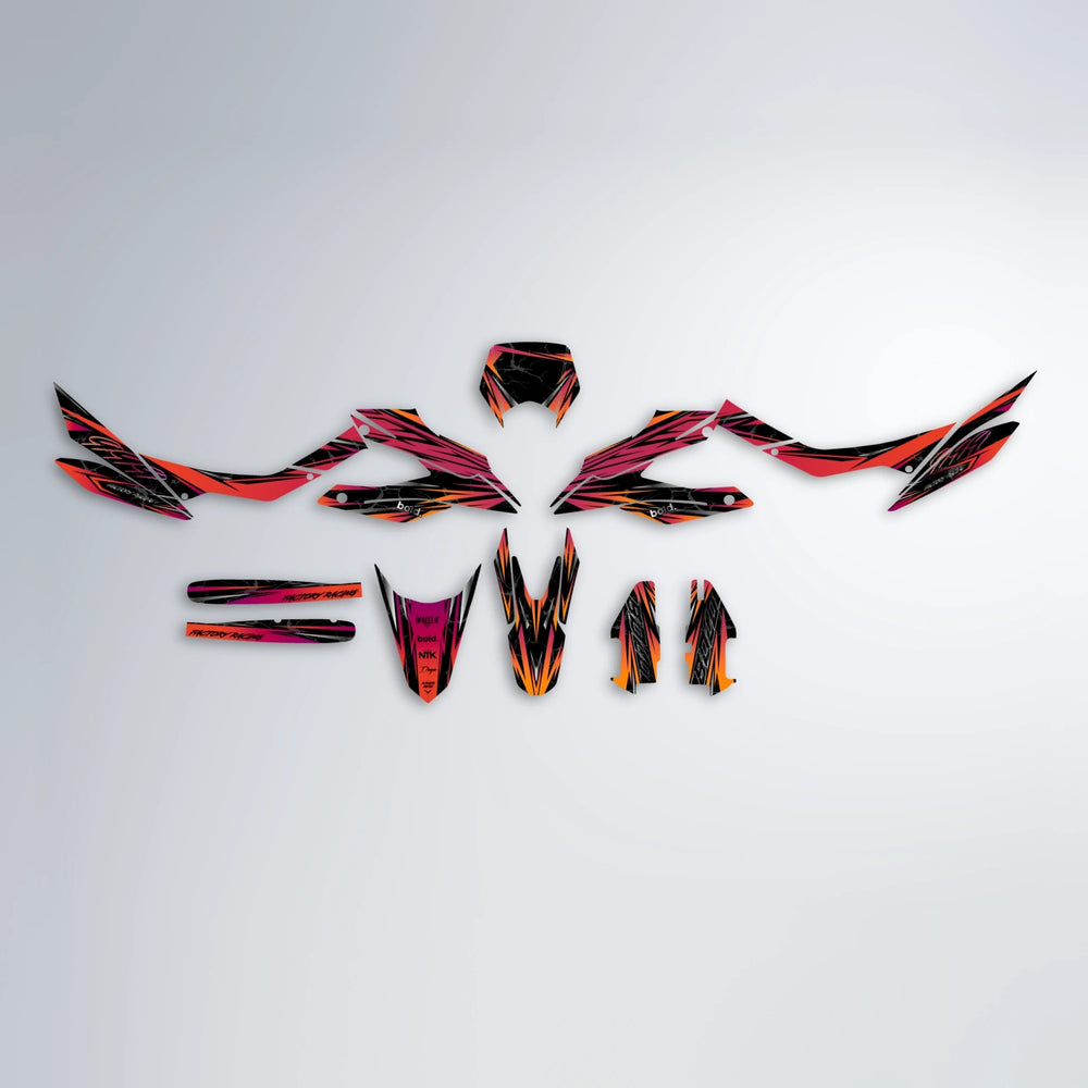 REDRUM Aprilia SX 125 graphics kit parts layout in Red & Orange
