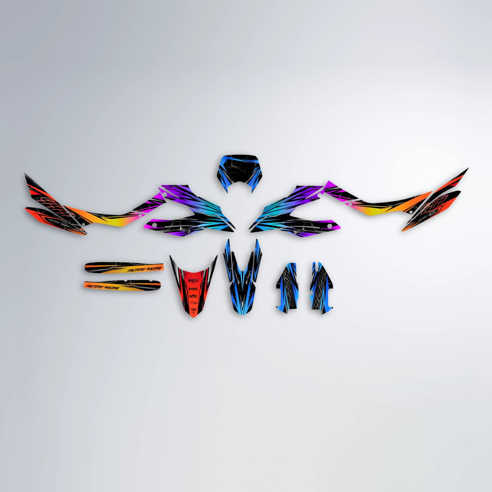 REDRUM Aprilia SX 125 graphics kit parts layout in Sunset Fade