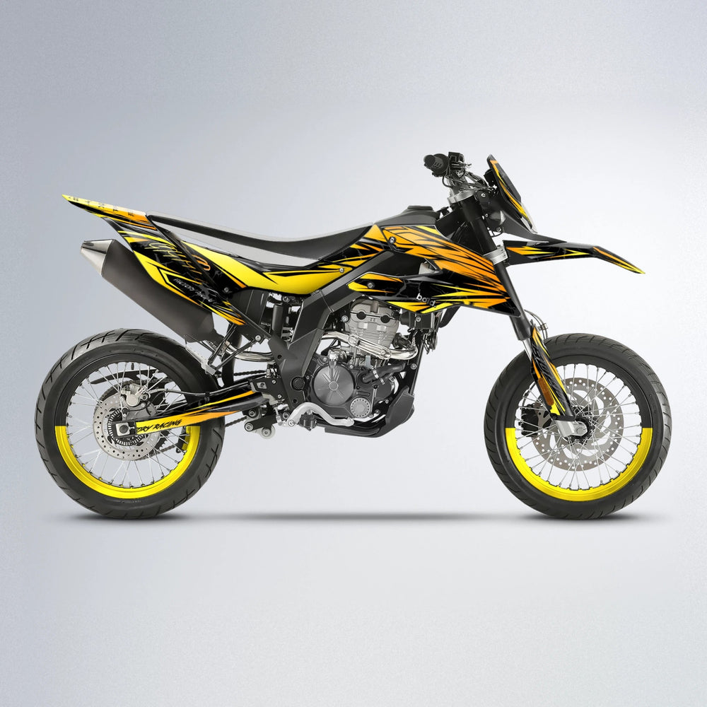 REDRUM Aprilia SX 125 supermoto graphics kit in Yellow