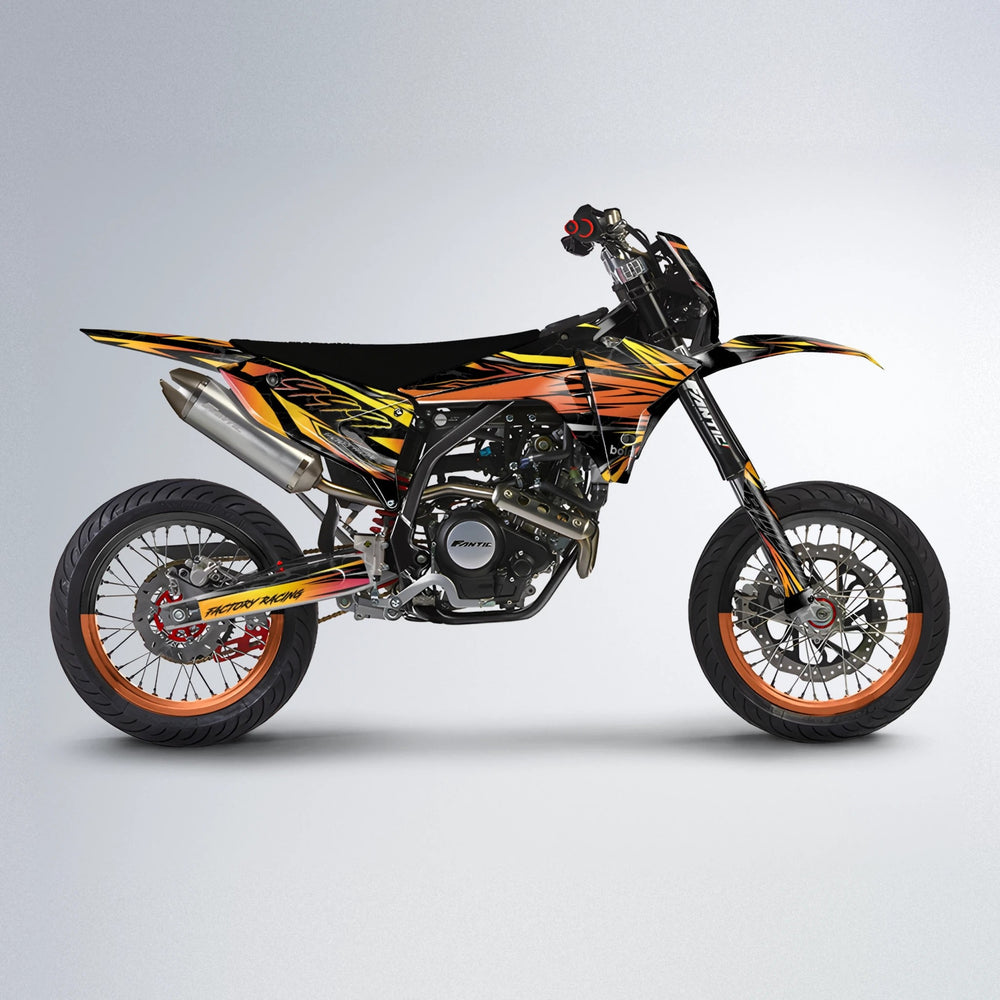 REDRUM Fantic supermoto graphics kit in Orange & Yellow