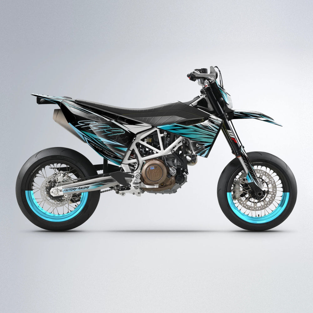REDRUM Husqvarna 701 supermoto graphics kit in Light Blue & White