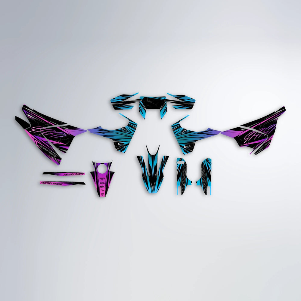 REDRUM Husqvarna 701 graphics kit parts layout in Pink & Light Blue