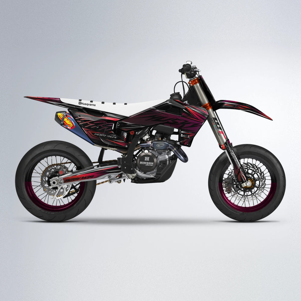REDRUM Husqvarna FE/TE supermoto graphics kit in Black & Red