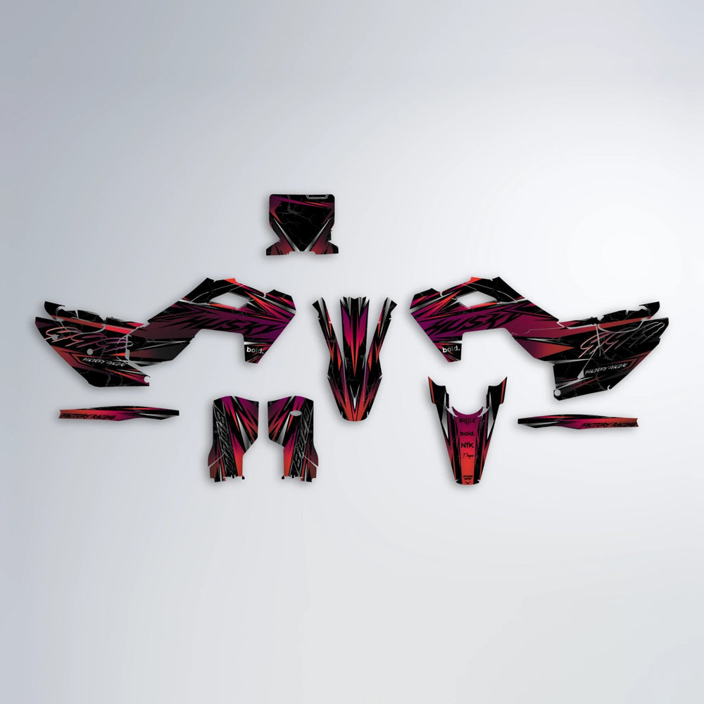 REDRUM Husqvarna FE/TE graphics kit parts layout in Black & Red