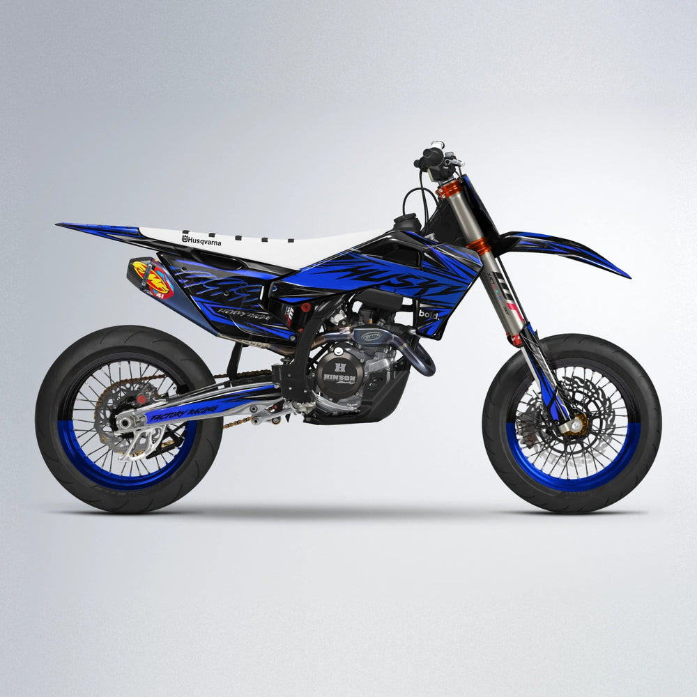 REDRUM Husqvarna FE/TE supermoto graphics kit in Blue