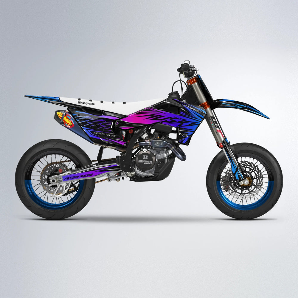 REDRUM Husqvarna FE/TE supermoto graphics kit in Blue Purple Fade