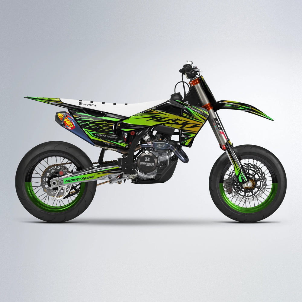 REDRUM Husqvarna FE/TE supermoto graphics kit in Green