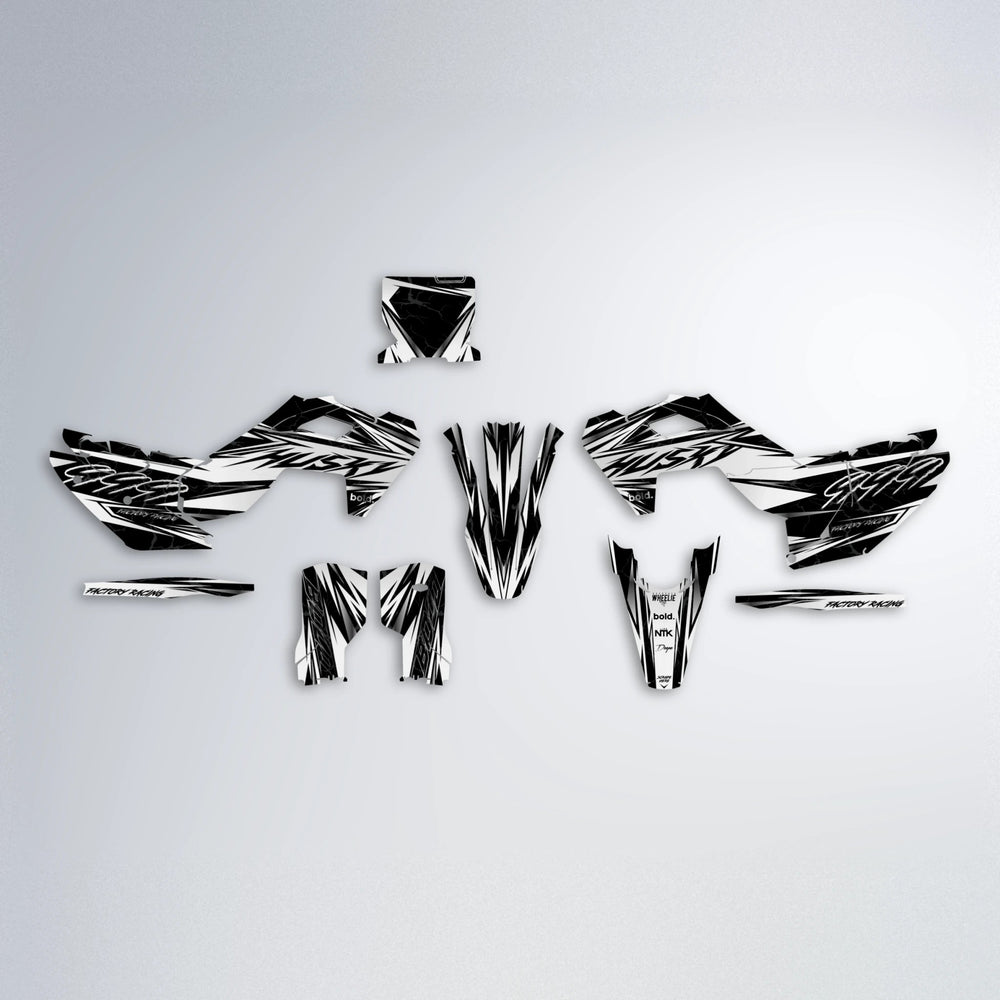 REDRUM Husqvarna FE/TE graphics kit parts layout in White