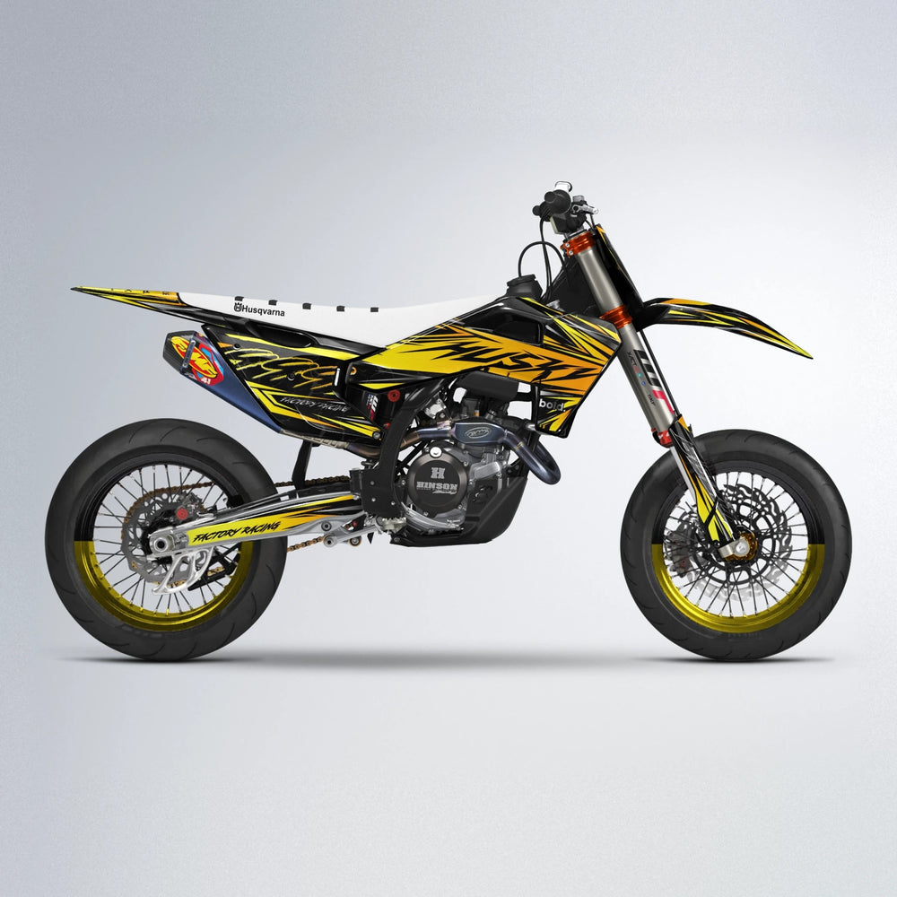 REDRUM Husqvarna FE/TE supermoto graphics kit in Yellow