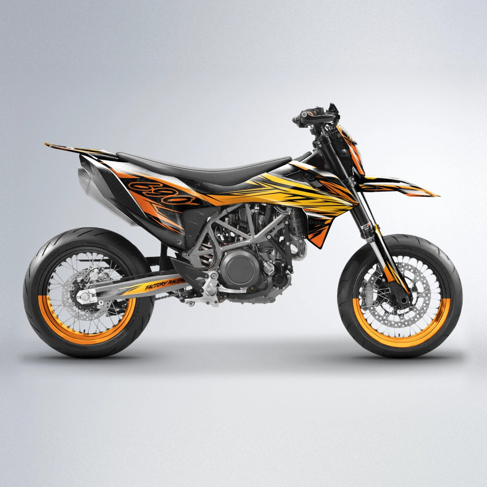 REDRUM KTM SMC 690 supermoto graphics kit in Orange & Yellow