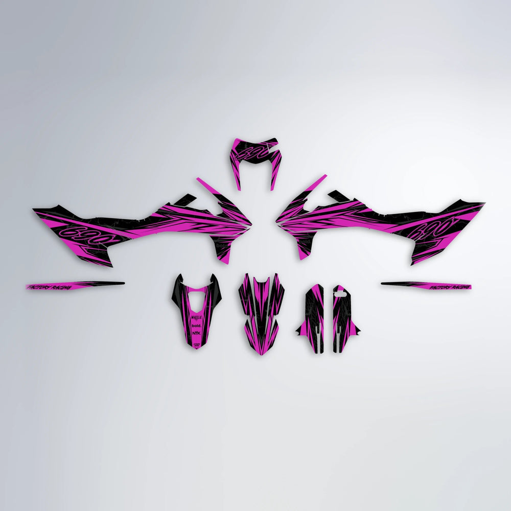 REDRUM KTM SMC 690 graphics kit parts layout in Pink