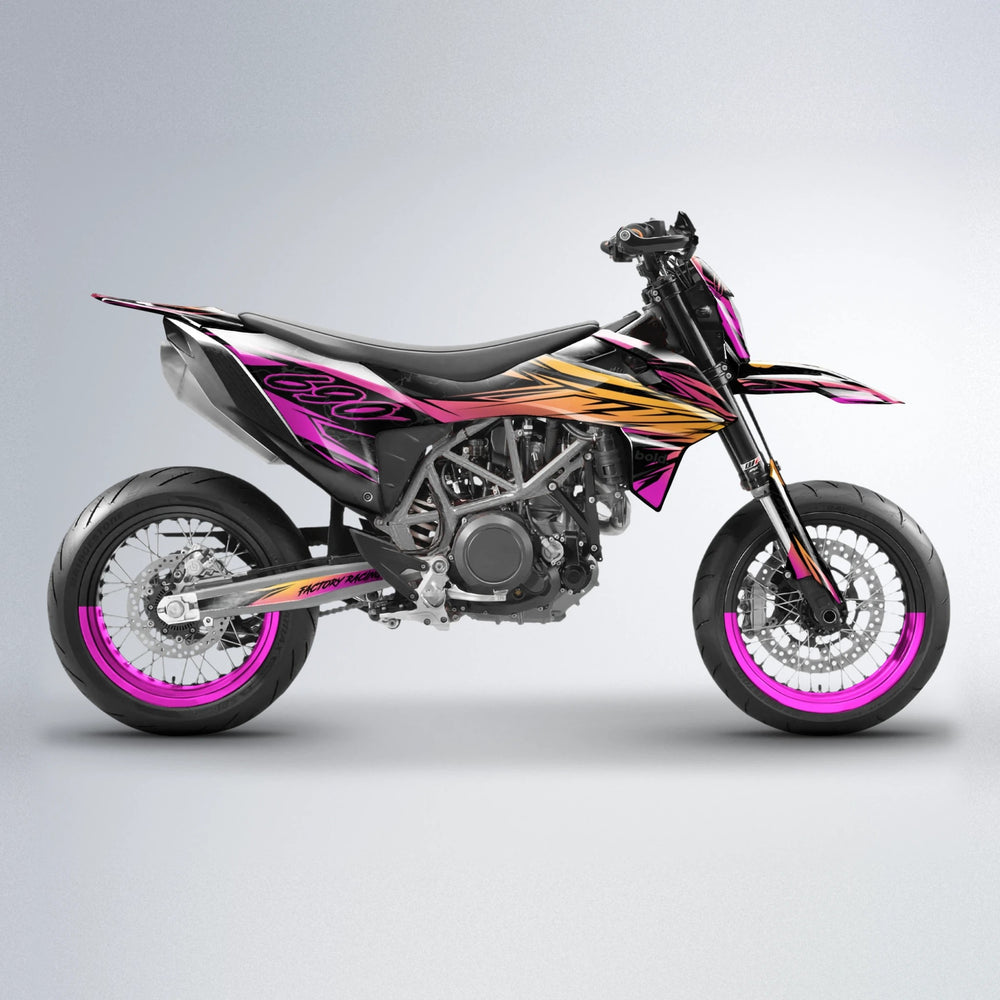 REDRUM KTM SMC 690 supermoto graphics kit in Pink & Yellow