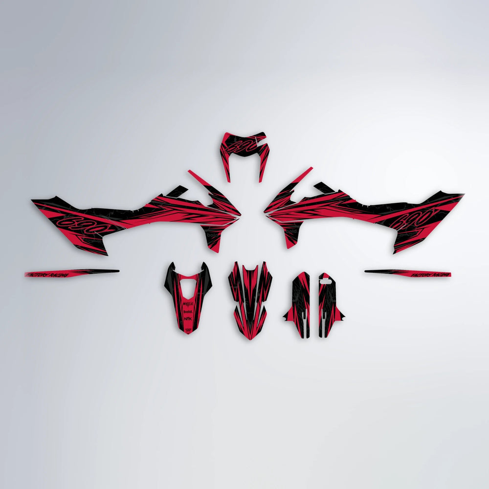REDRUM KTM SMC 690 graphics kit parts layout in Red