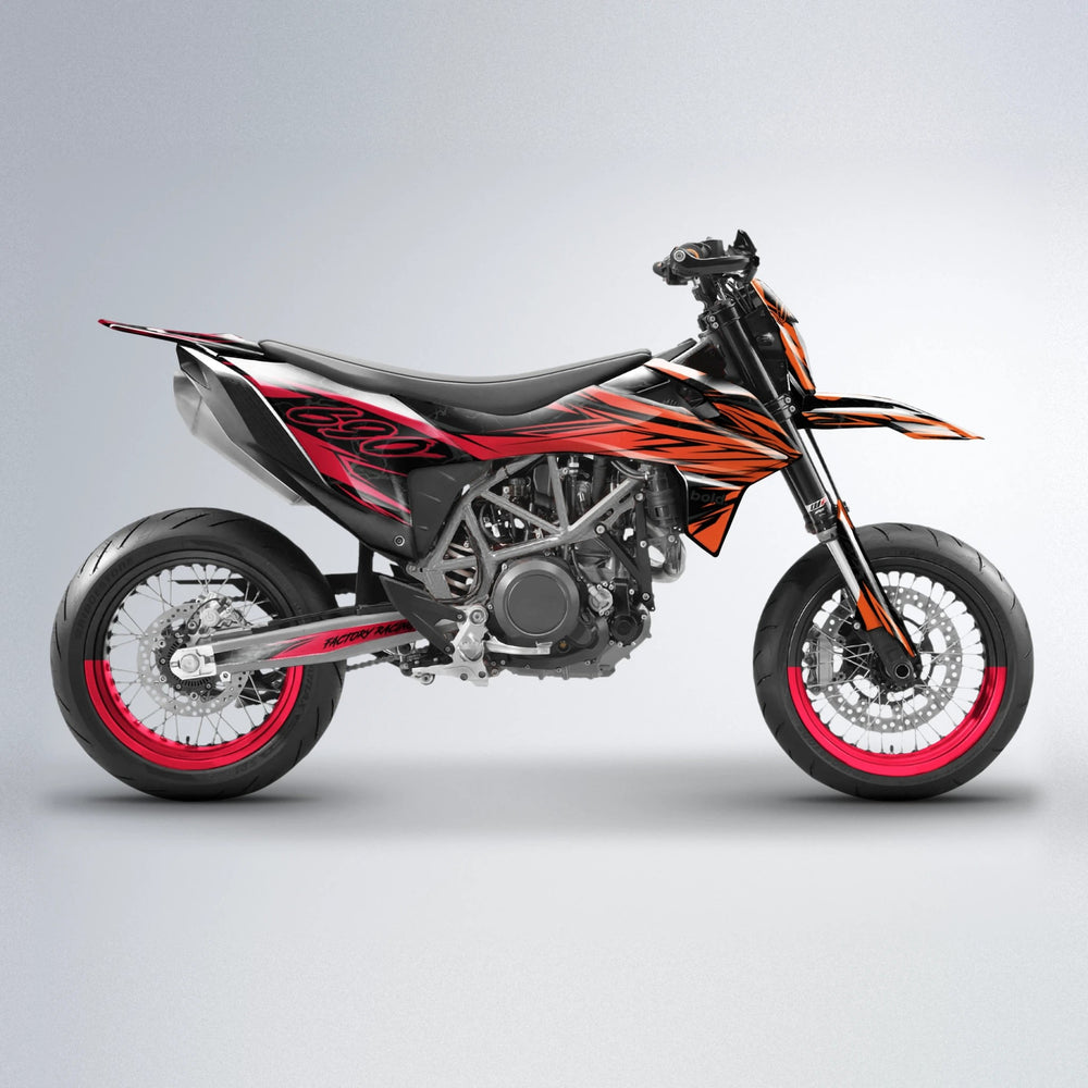 REDRUM KTM SMC 690 supermoto graphics kit in Red & Orange