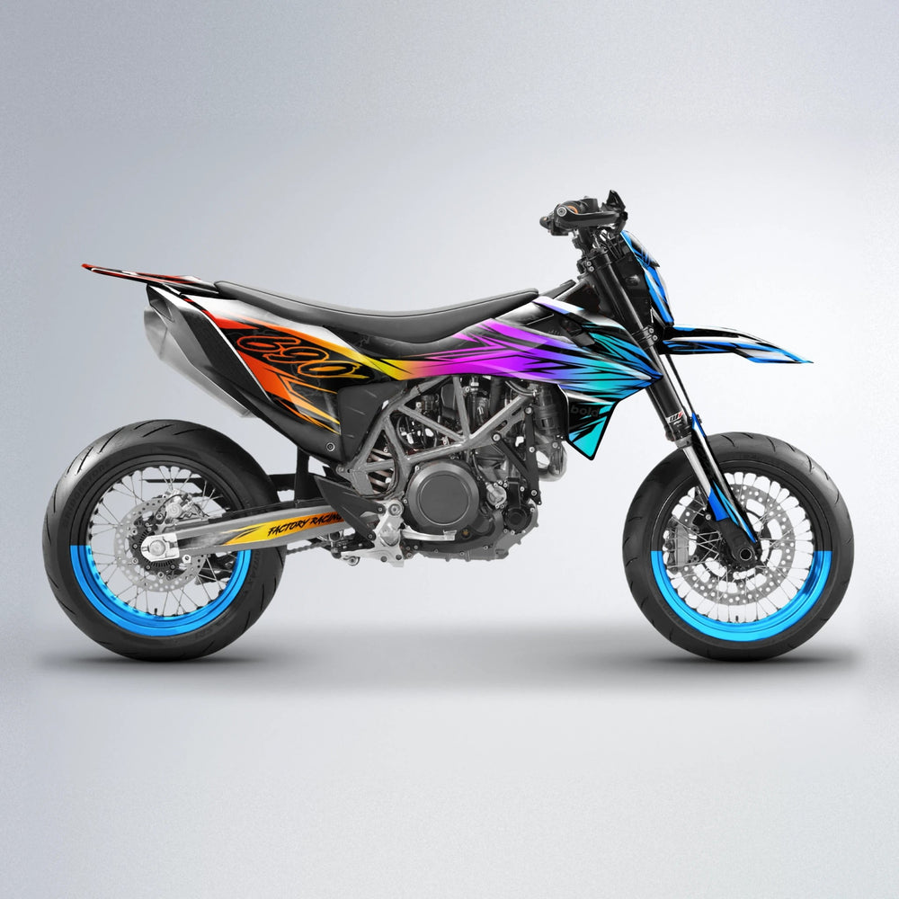 REDRUM KTM SMC 690 supermoto graphics kit in Sunset Fade