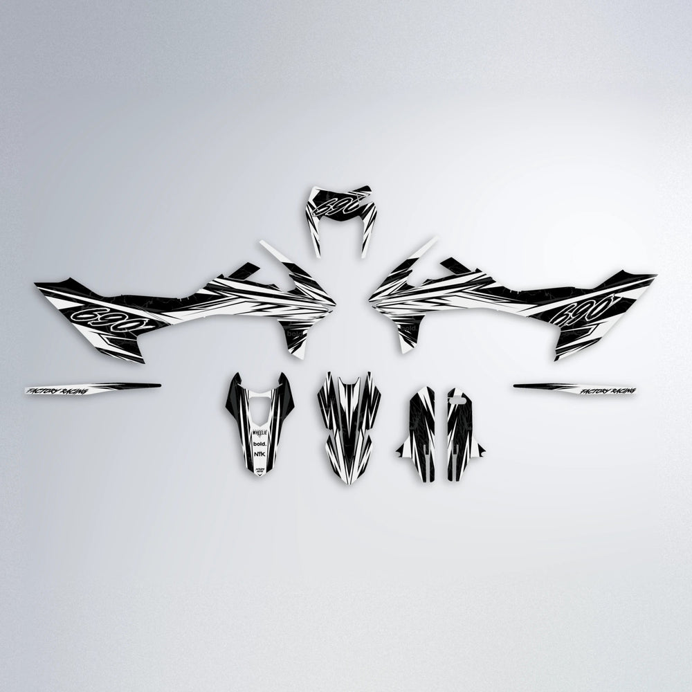 REDRUM KTM SMC 690 graphics kit parts layout in White