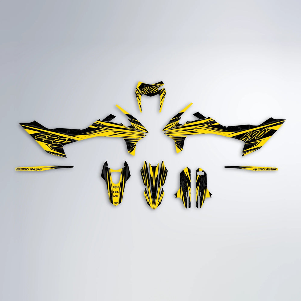 REDRUM KTM SMC 690 graphics kit parts layout in Yellow