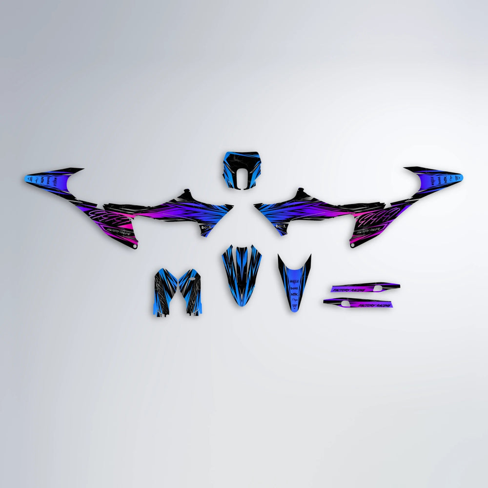 REDRUM Stark Varg SM graphics kit parts layout in Blue Purple Fade