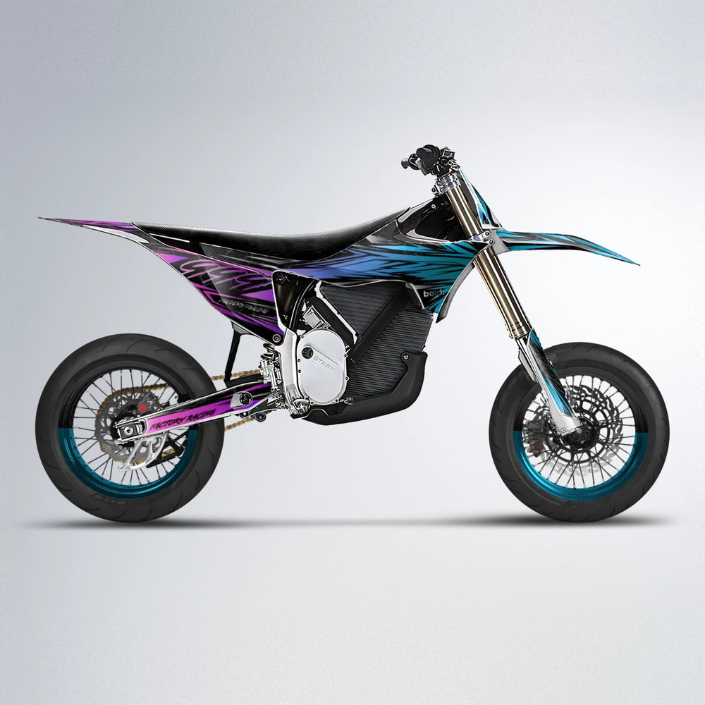 REDRUM Stark Varg SM supermoto graphics kit in Pink & Light Blue